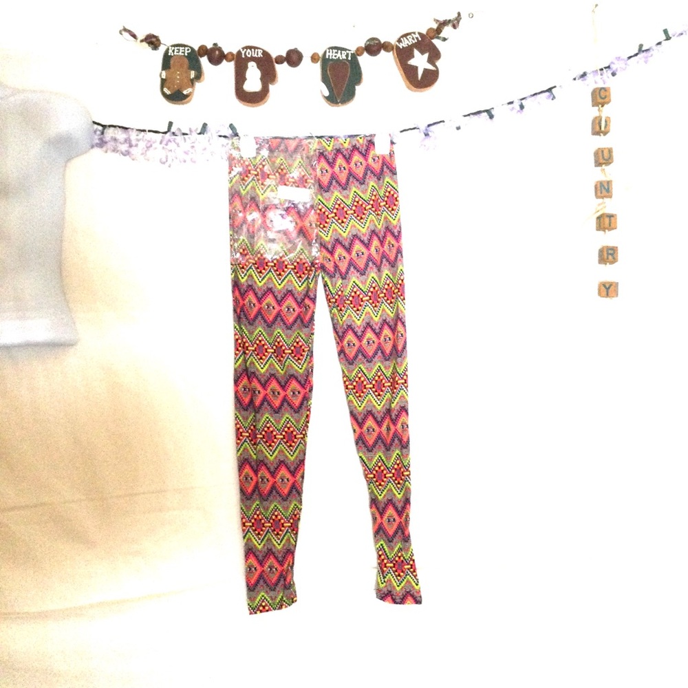 Womens Always Pink and Red Chevron Leggings. New